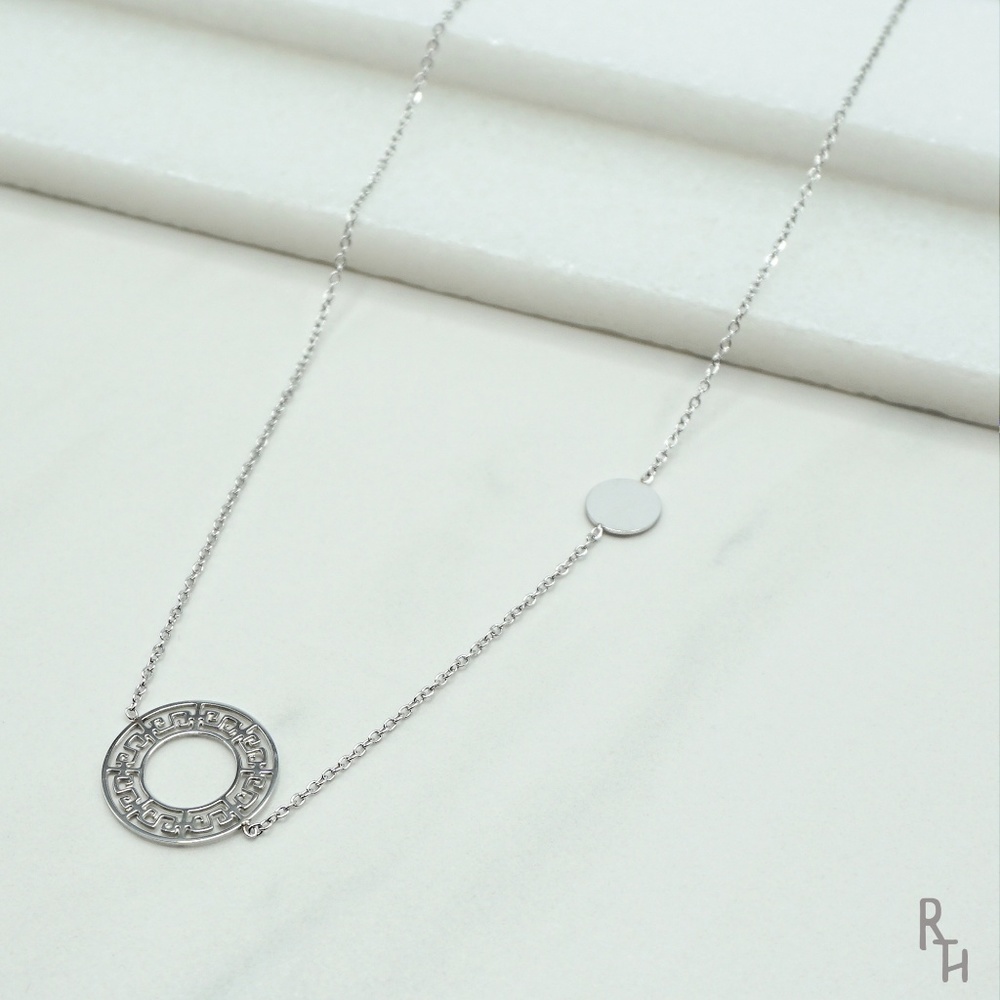 Silver Boho Double Disc Necklace